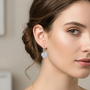  D'Joy Moissanite 2.00 ctw Crowned Heart Glow Earrings in Rhodium Over Sterling Silver