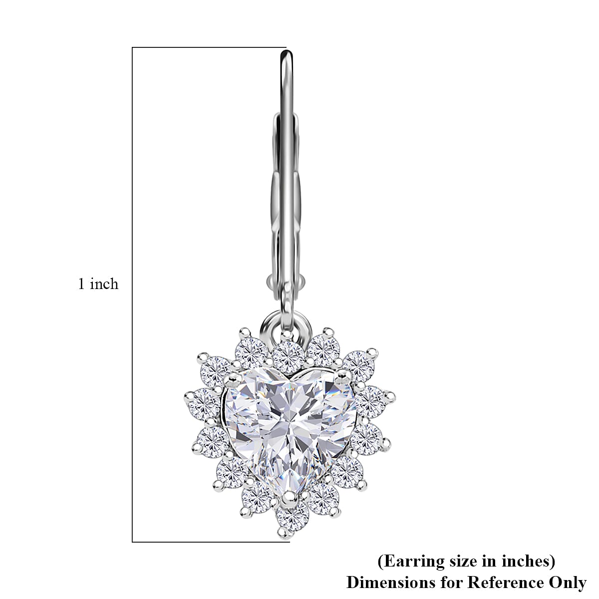 D'Joy Moissanite 2.00 ctw Crowned Heart Glow Earrings in Rhodium Over Sterling Silver