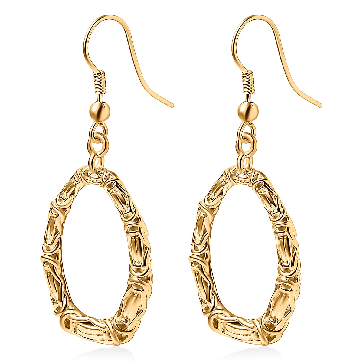 EverTrue Bronzella Collection Bamboo Link Drop Earrings 18K Yellow Gold Plated Bronze image number 3