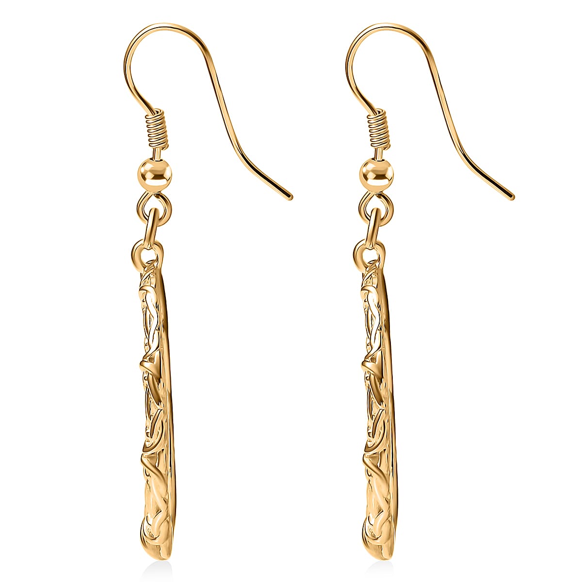 EverTrue Bronzella Collection Bamboo Link Drop Earrings 18K Yellow Gold Plated Bronze image number 4