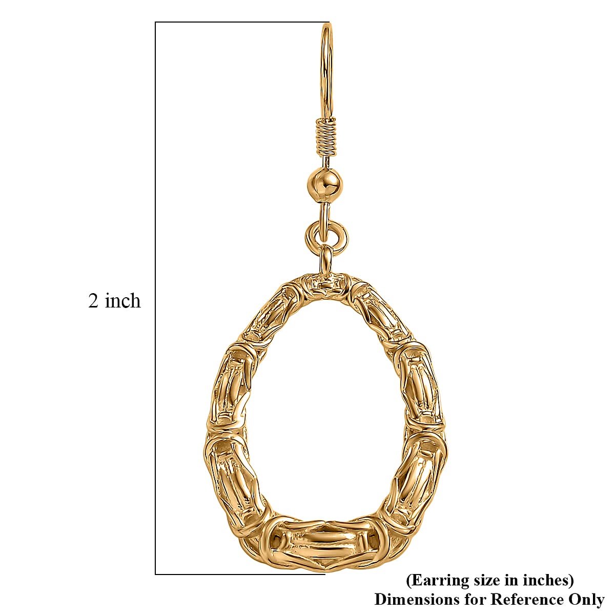 EverTrue Bronzella Collection Bamboo Link Drop Earrings 18K Yellow Gold Plated Bronze image number 6