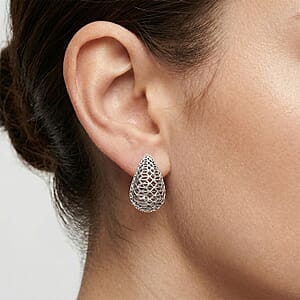 D'Joy 3D Teardrop Earrings in Rhodium Over Sterling Silver 4.50 Grams