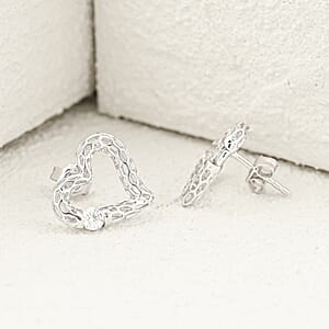 D'Joy Moissanite 0.60 ctw Open Heart Earrings in Rhodium Over Sterling Silver