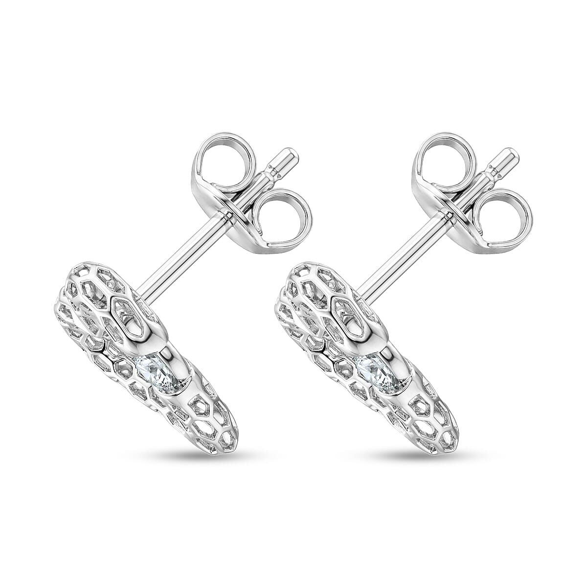 D'Joy Moissanite 0.60 ctw Open Heart Earrings in Rhodium Over Sterling Silver image number 3