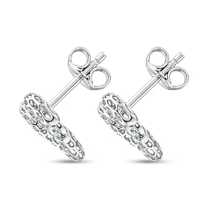D'Joy Moissanite 0.60 ctw Open Heart Earrings in Rhodium Over Sterling Silver