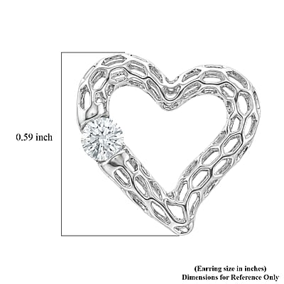 D'Joy Moissanite 0.60 ctw Open Heart Earrings in Rhodium Over Sterling Silver