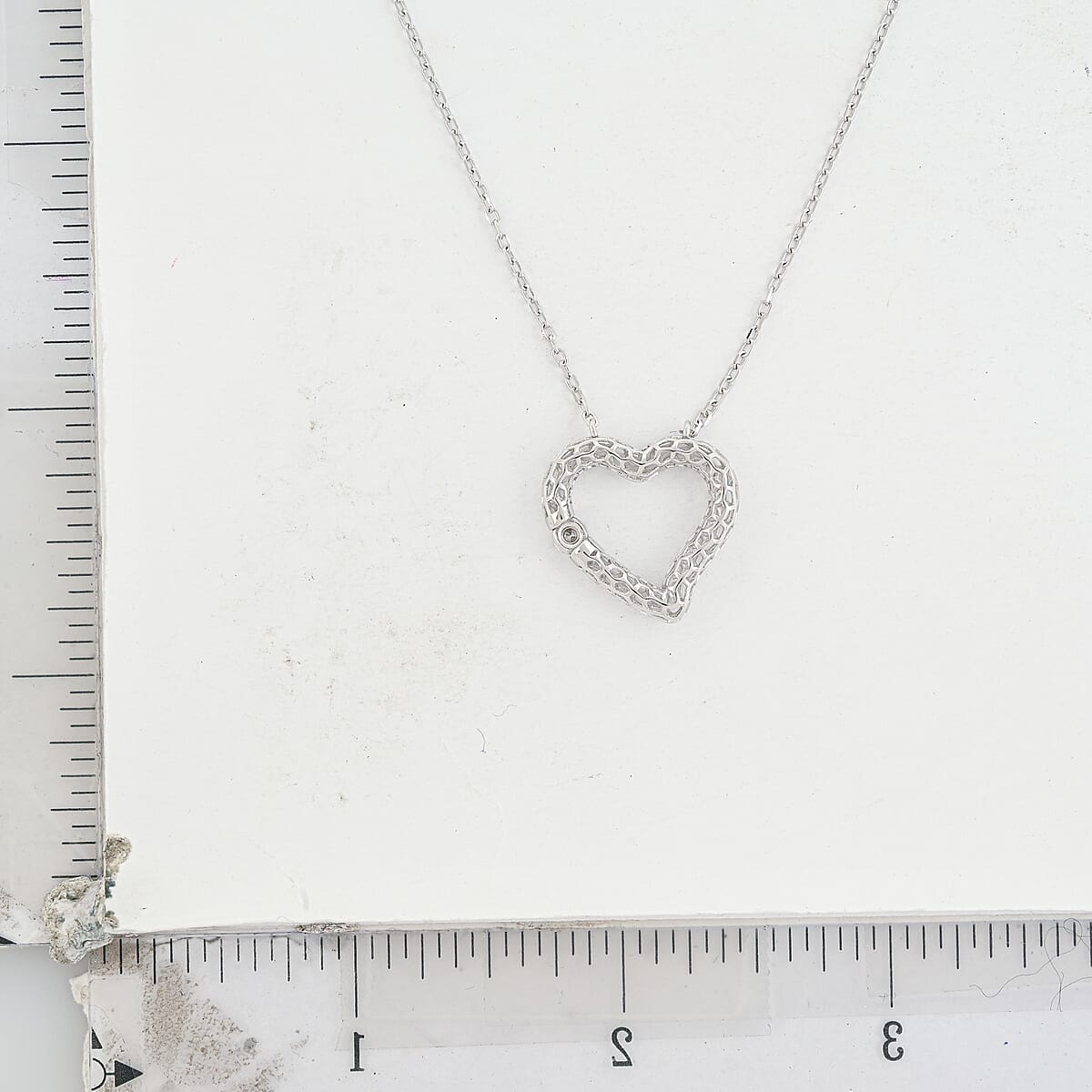 D'Joy Moissanite 0.15 ctw Open Heart Necklace in Rhodium Over Sterling Silver (18 Inches) image number 1