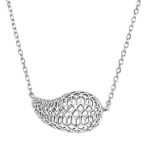 D'Joy Teardrop Necklace in Rhodium Over Sterling Silver 3.40 Grams 18 Inches