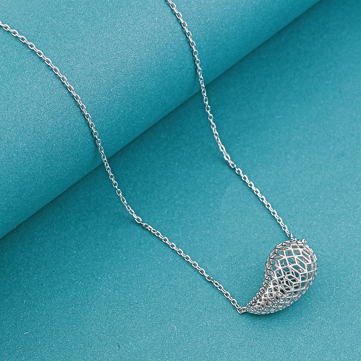 D'Joy Teardrop Necklace in Rhodium Over Sterling Silver 3.40 Grams 18 Inches image number 1