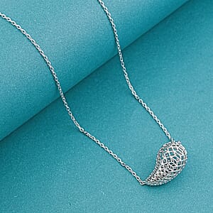 D'Joy Teardrop Necklace in Rhodium Over Sterling Silver 3.40 Grams 18 Inches