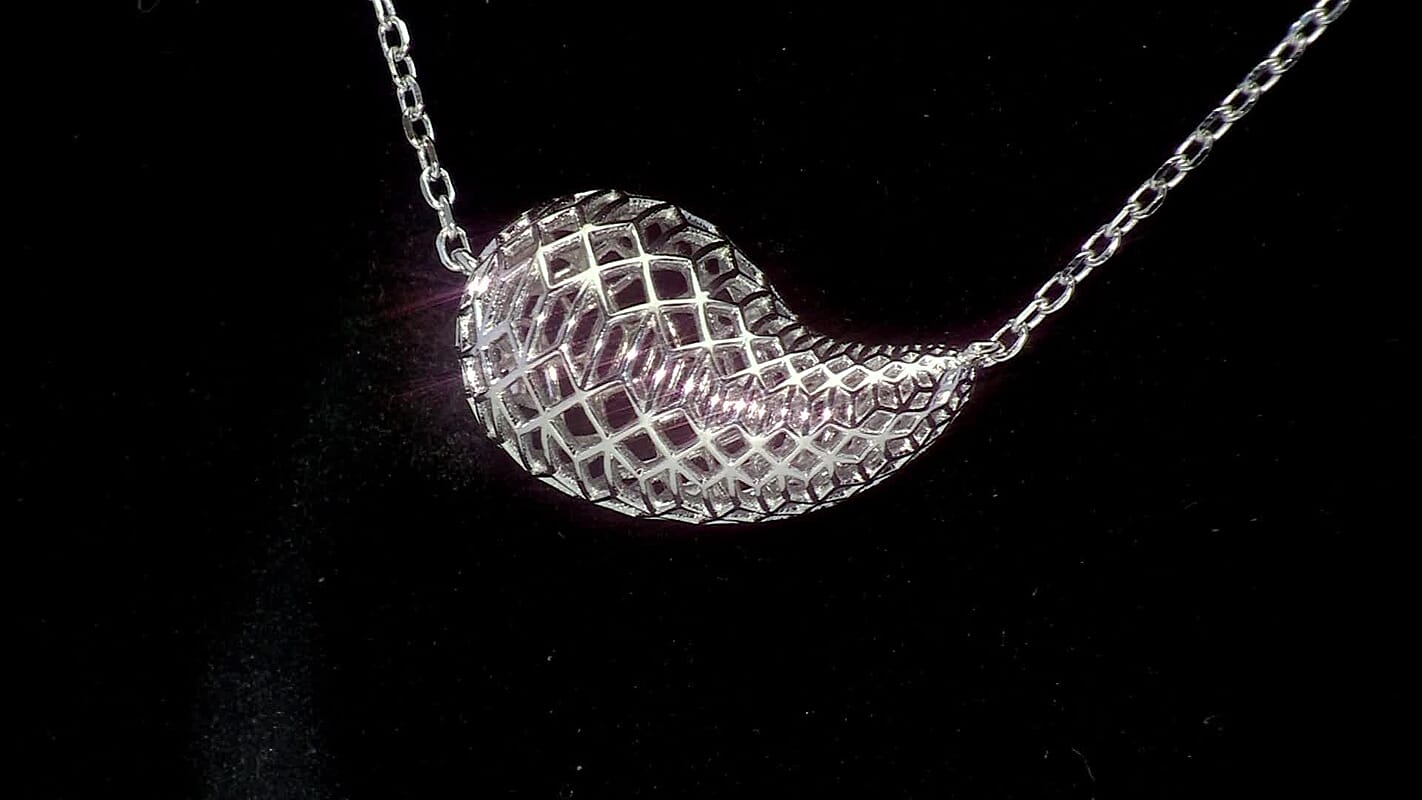 D'Joy Teardrop Necklace in Rhodium Over Sterling Silver 3.40 Grams 18 Inches