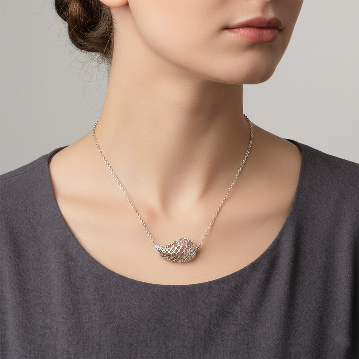 D'Joy Teardrop Necklace in Rhodium Over Sterling Silver 3.40 Grams 18 Inches image number 2