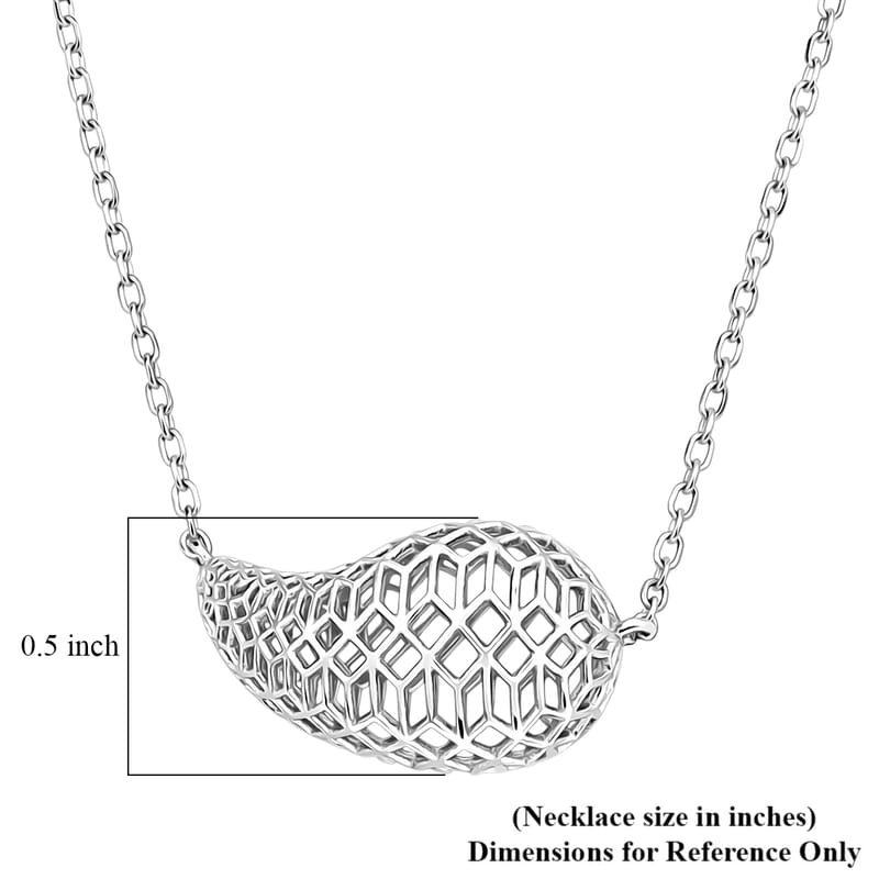 D'Joy Teardrop Necklace in Rhodium Over Sterling Silver 3.40 Grams 18 Inches