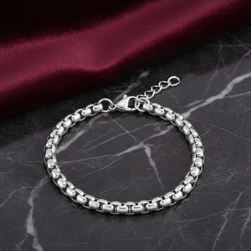 Box Chain Bracelet in Stainless Steel (7.0-8.0In)