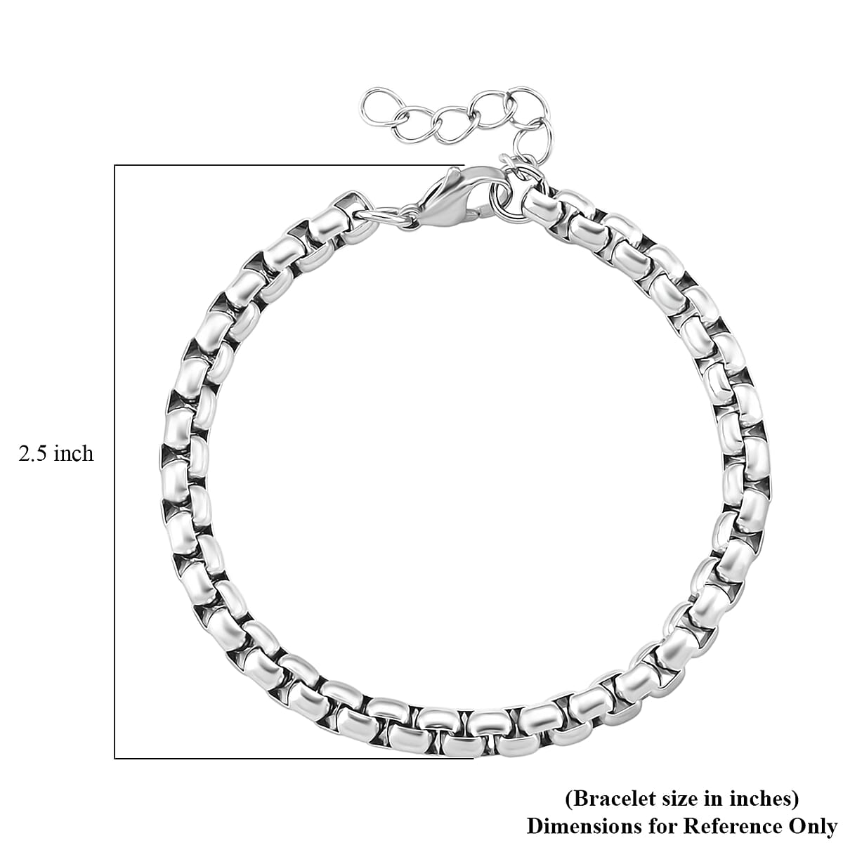 Box Chain Bracelet in Stainless Steel (7.0-8.0In) image number 5