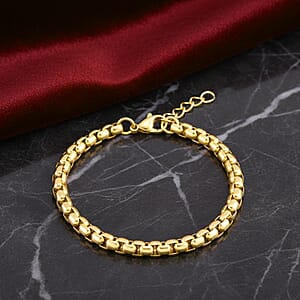 Box Chain Bracelet in ION Plated YG in Stainless Steel (7.0-8.0In)