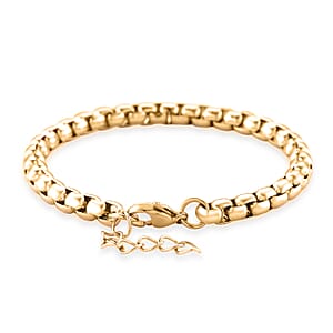 Box Chain Bracelet in ION Plated YG in Stainless Steel (7.0-8.0In)