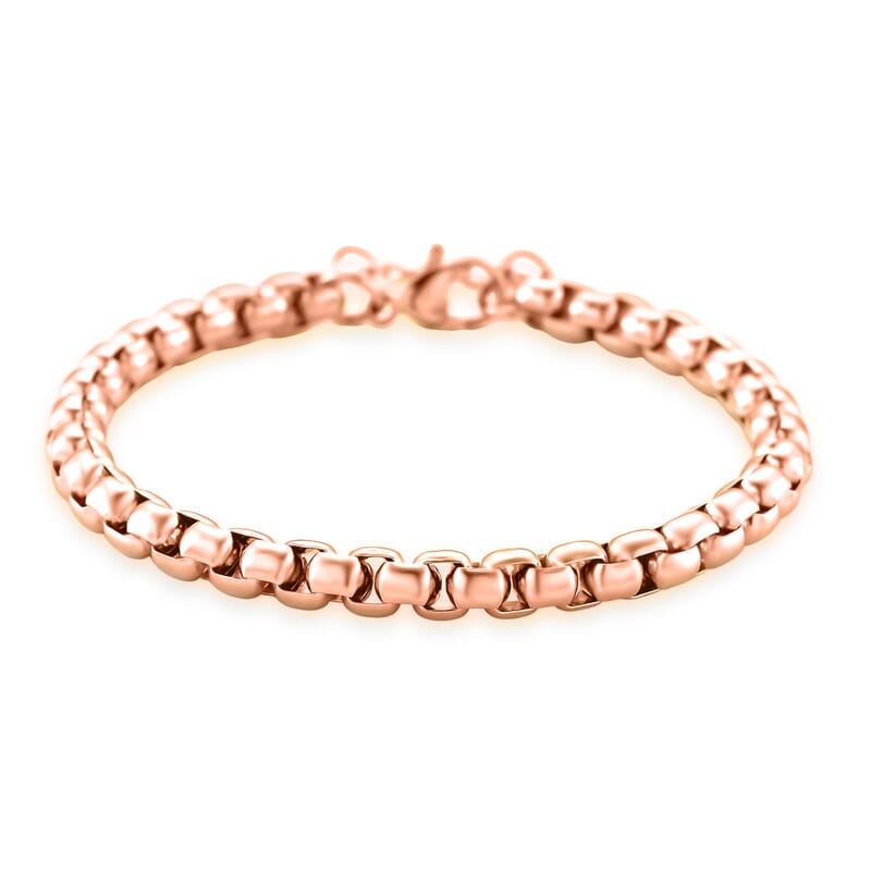 Box Chain Bracelet in ION Plated RG in Stainless Steel (7.0-8.0In)