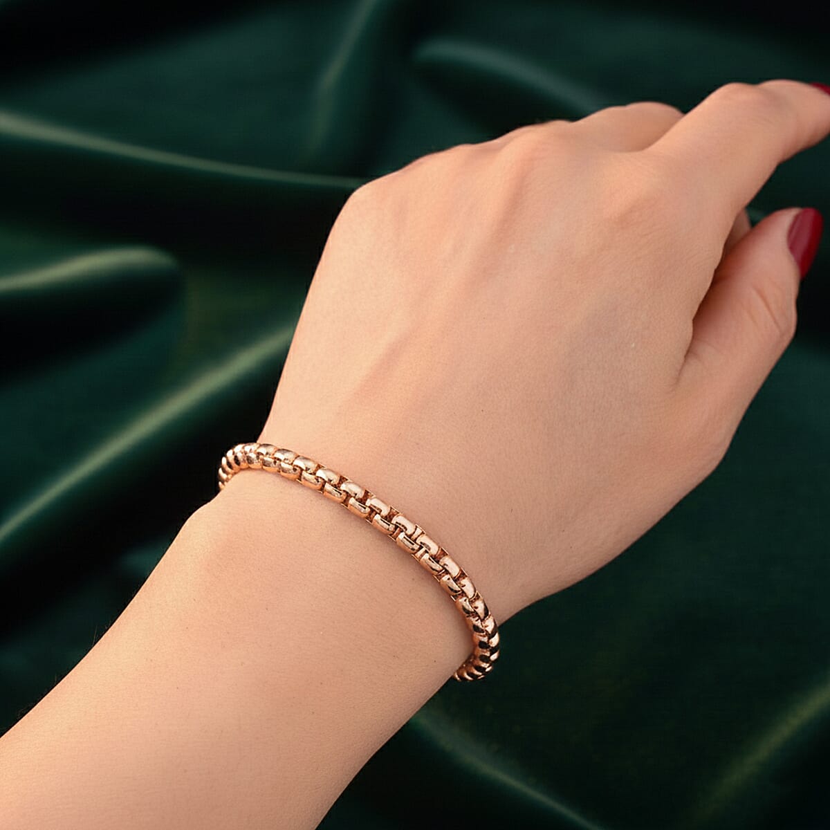 Box Chain Bracelet in ION Plated RG in Stainless Steel (7.0-8.0In) image number 2