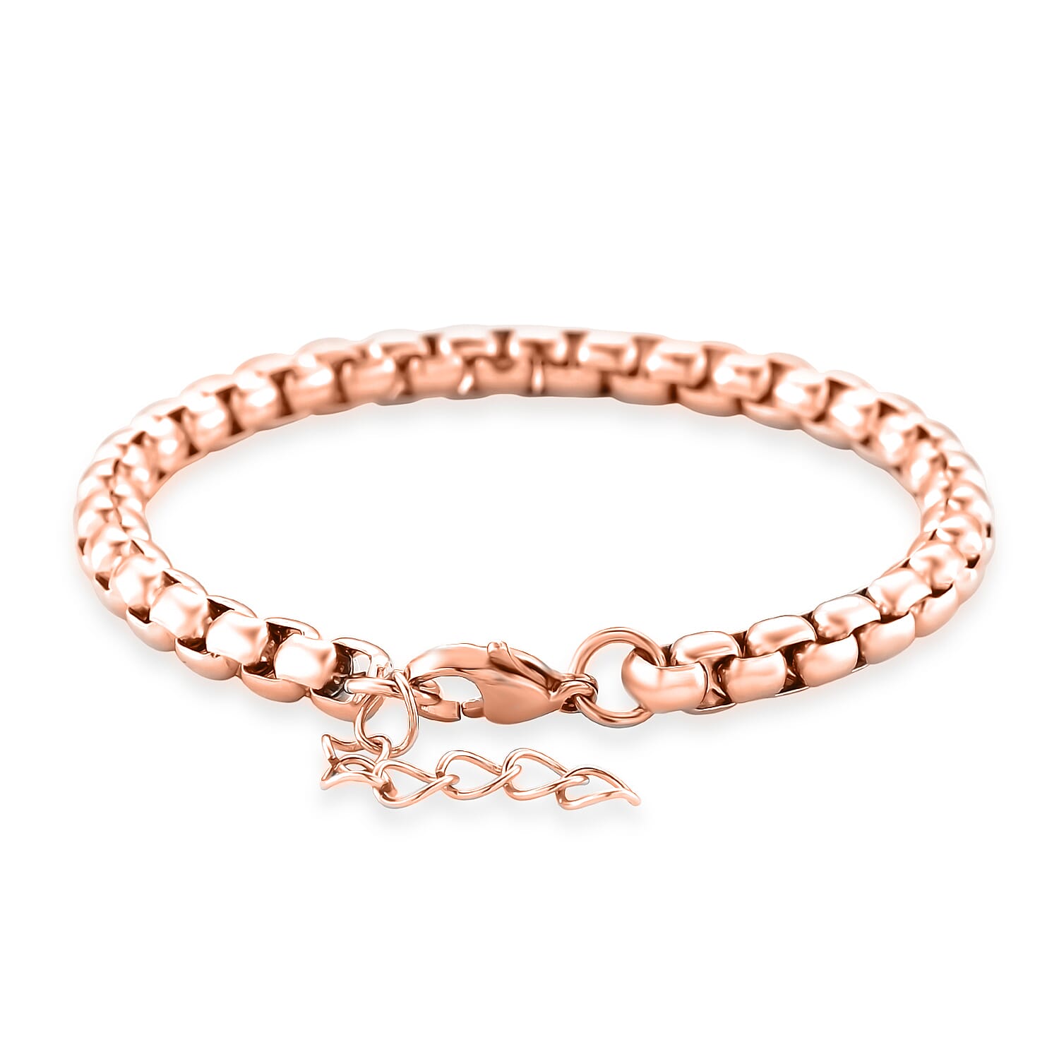 Box Chain Bracelet in ION Plated RG in Stainless Steel (7.0-8.0In)
