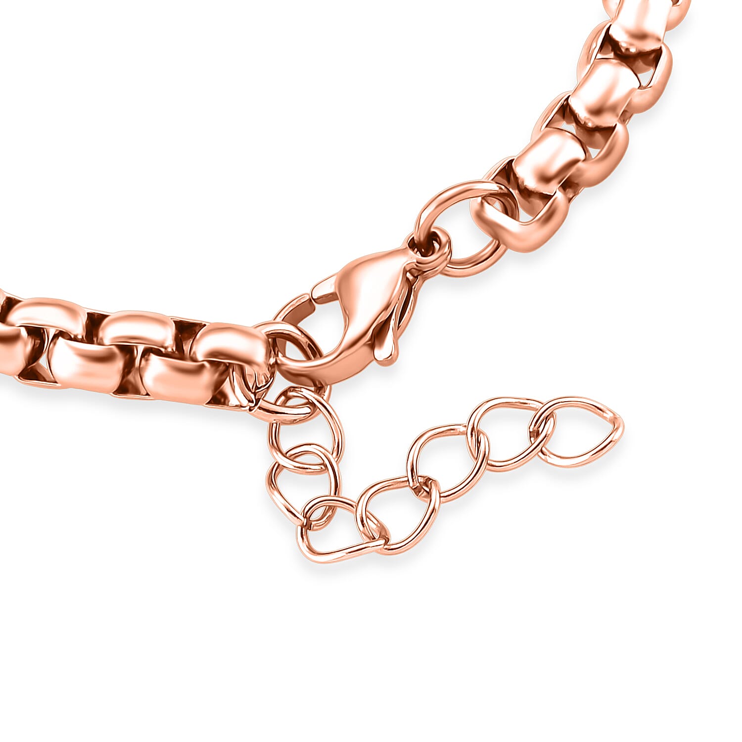 Box Chain Bracelet in ION Plated RG in Stainless Steel (7.0-8.0In)