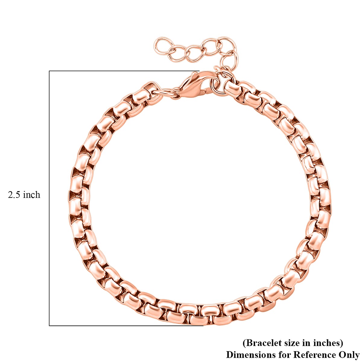 Box Chain Bracelet in ION Plated RG in Stainless Steel (7.0-8.0In) image number 5