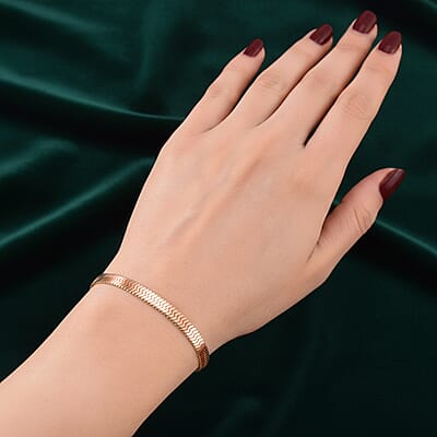 Herringbone Chain Bracelet in ION Plated RG Stainless Steel (7.0-8.0In)