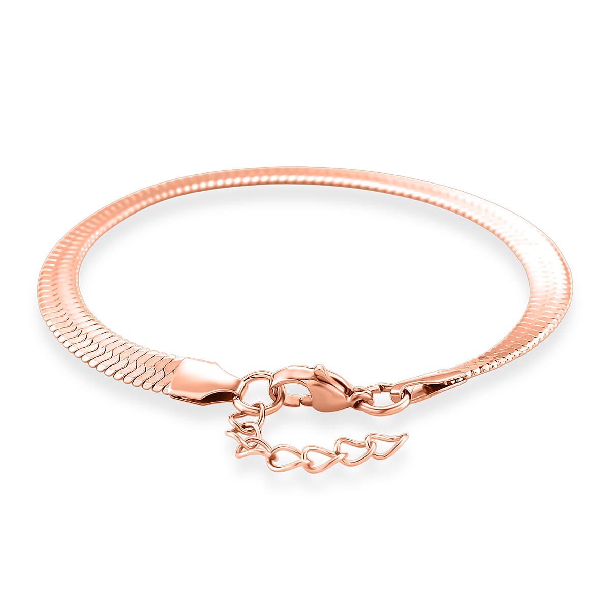 Snake Chain Bracelet in ION Plated RG Stainless Steel (7.0-8.0In) image number 3