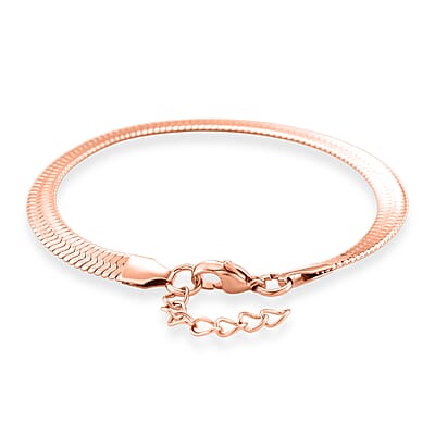 Herringbone Chain Bracelet in ION Plated RG Stainless Steel (7.0-8.0In)