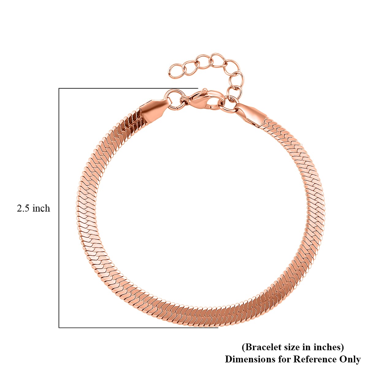 Snake Chain Bracelet in ION Plated RG Stainless Steel (7.0-8.0In) image number 5