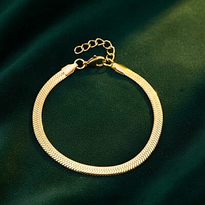 Herringbone Chain Bracelet in ION Plated YG Stainless Steel (7.0-8.0In)