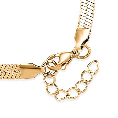 Herringbone Chain Bracelet in ION Plated YG Stainless Steel (7.0-8.0In)