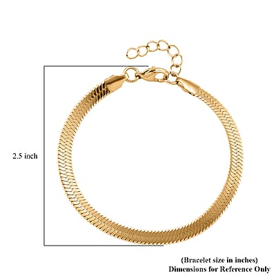 Herringbone Chain Bracelet in ION Plated YG Stainless Steel (7.0-8.0In)