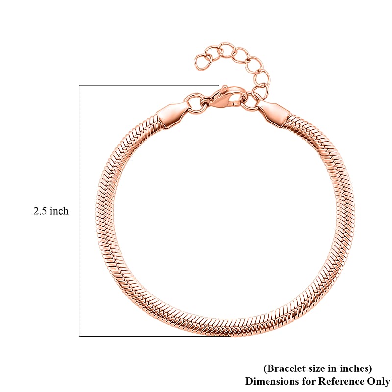 Snake Chain Bracelet in ION Plated RG Stainless Steel (7.0-8.0In)