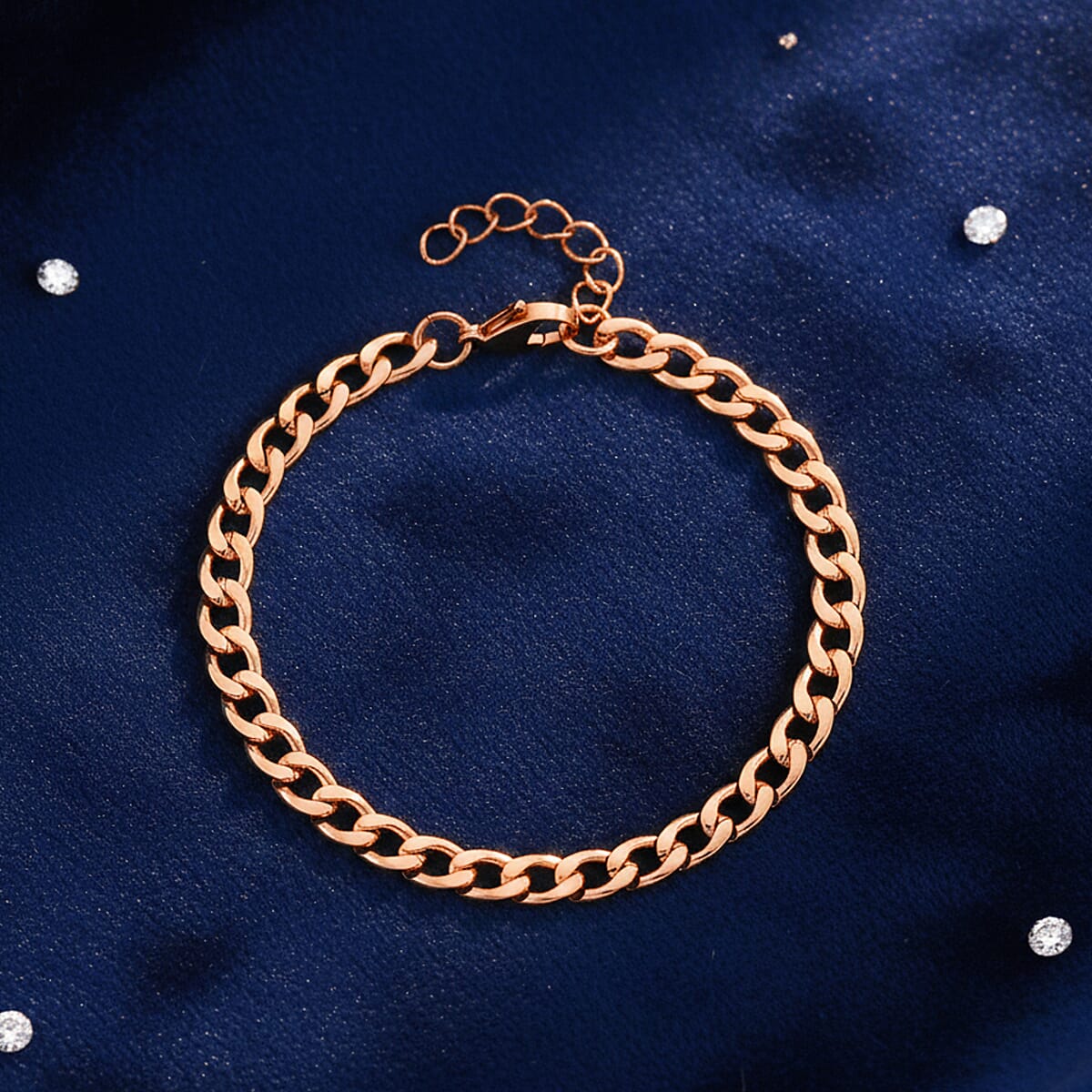 Curb Chain Bracelet in ION PLared RG Stainless Steel (7.0-8.0In) image number 1