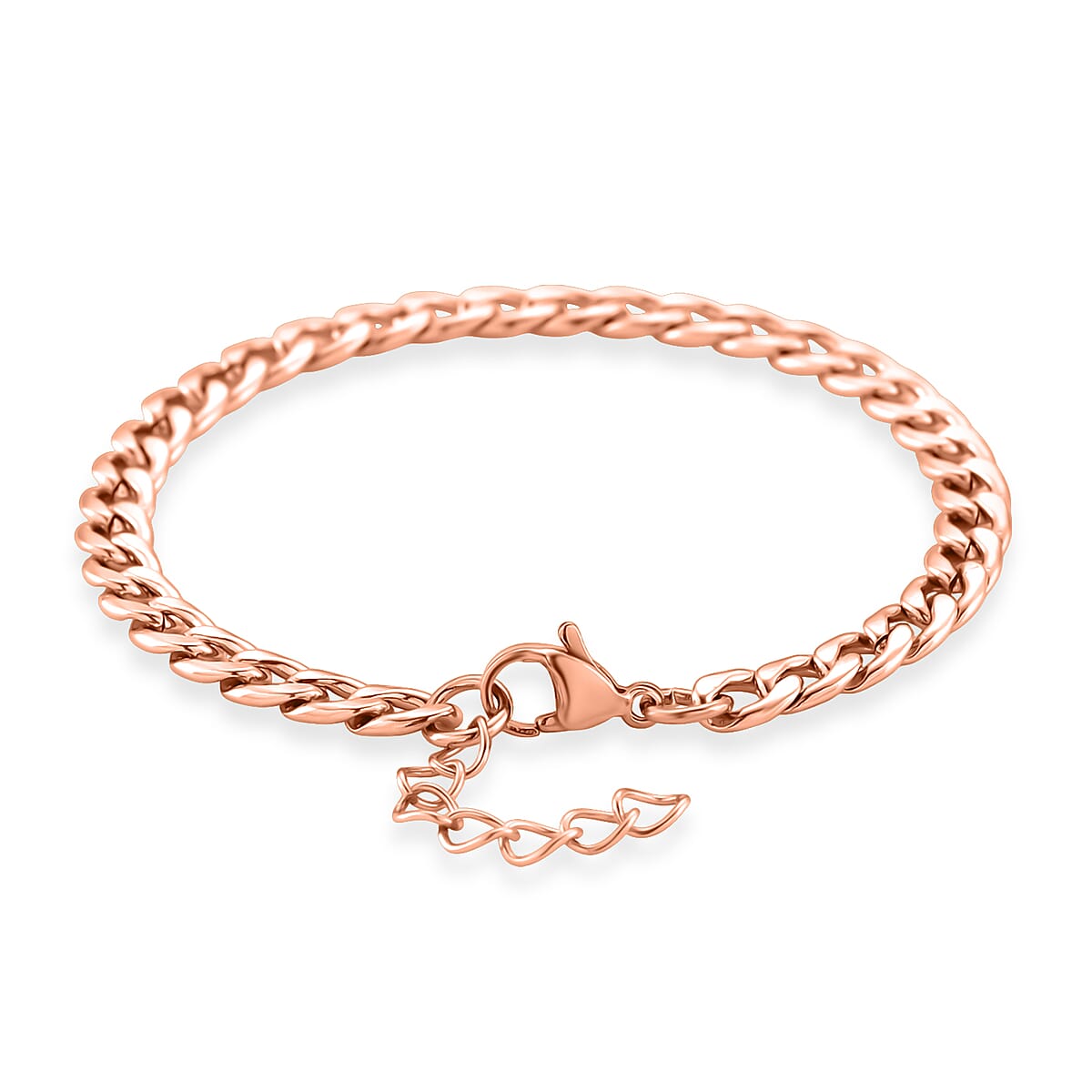 Curb Chain Bracelet in ION PLared RG Stainless Steel (7.0-8.0In) image number 3