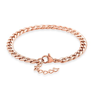 Curb Chain Bracelet in ION Plated RG Stainless Steel (7.0-8.0In)