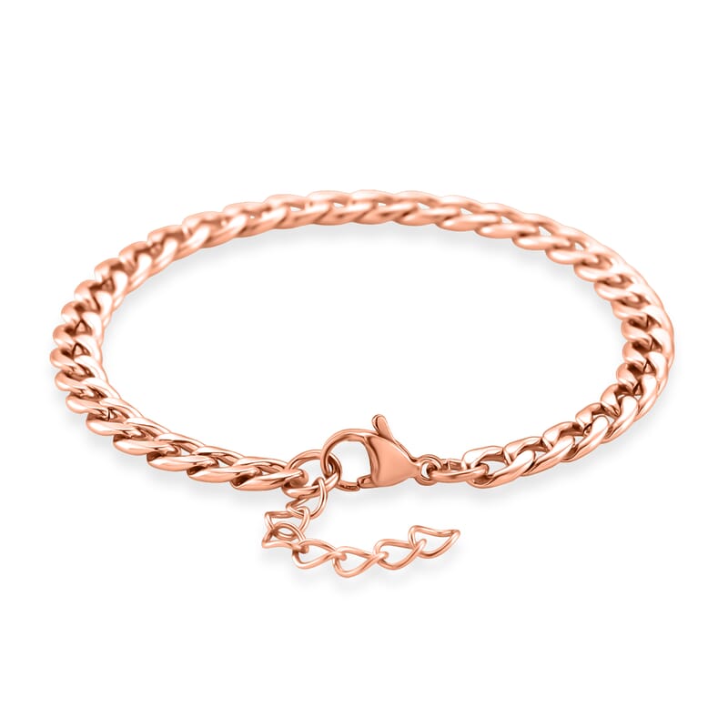 Curb Chain Bracelet in ION Plated RG Stainless Steel (7.0-8.0In)