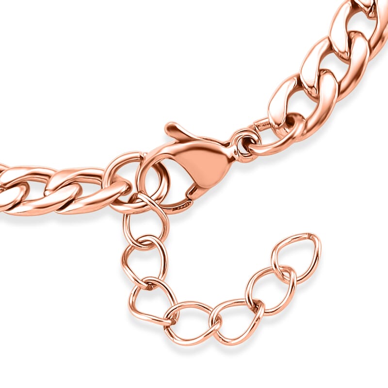 Curb Chain Bracelet in ION Plated RG Stainless Steel (7.0-8.0In)
