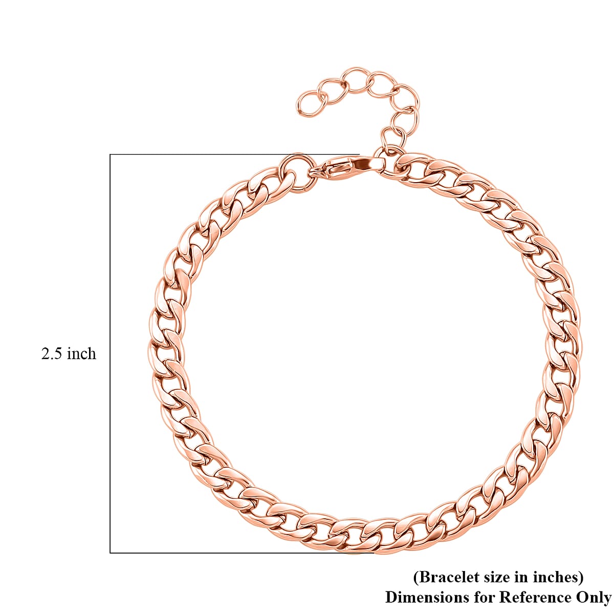 Curb Chain Bracelet in ION PLared RG Stainless Steel (7.0-8.0In) image number 5