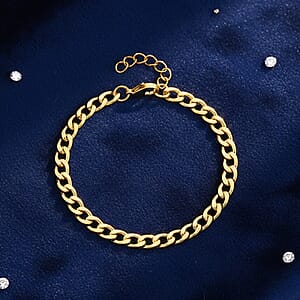 Curb Chain Bracelet in ION Plated YG Stainless Steel (7.0-8.0In)