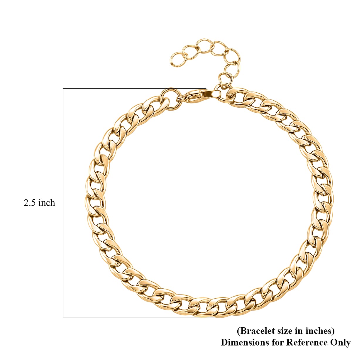 Curb Chain Bracelet in ION Plated YG Stainless Steel (7.0-8.0In) image number 5