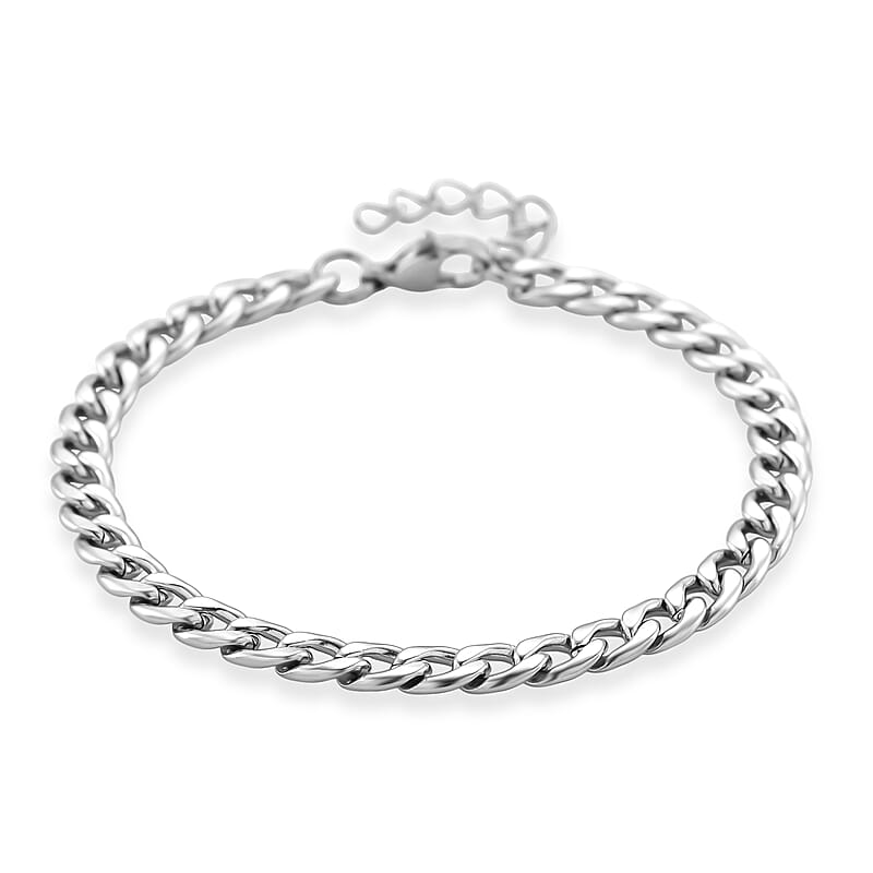 Curb Chain Bracelet in Stainless Steel (7.0-8.0In)