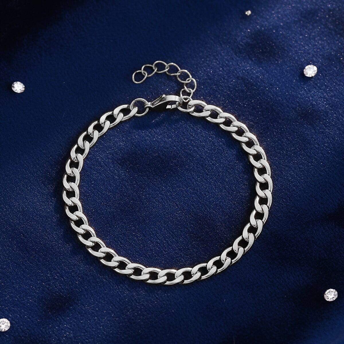 Curb Chain Bracelet in Stainless Steel (7.0-8.0In) image number 1