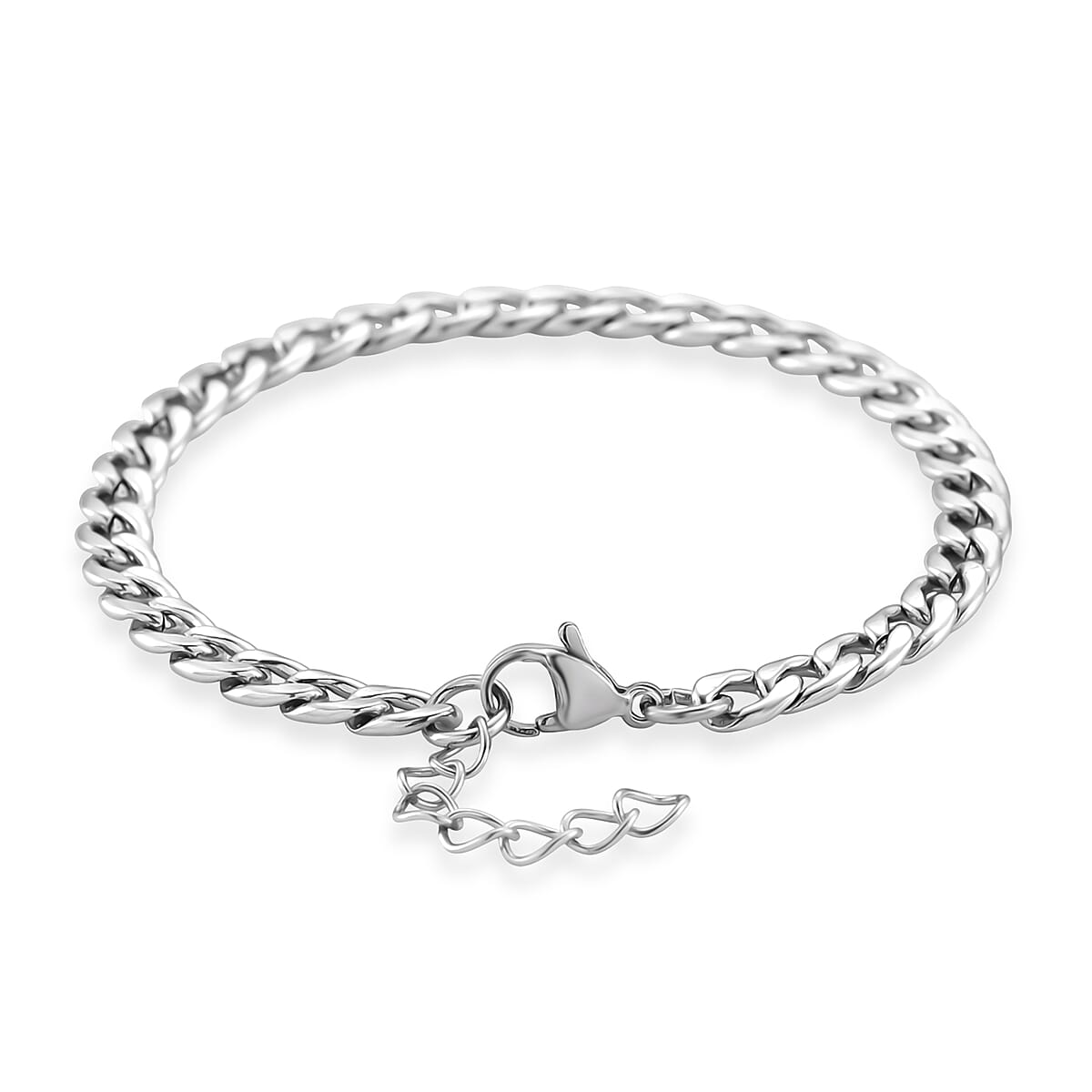 Curb Chain Bracelet in Stainless Steel (7.0-8.0In) image number 3