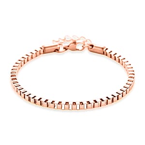 Classic Box Chain Bracelet in ION Plated RG Stainless Steel (7.0-8.0In)
