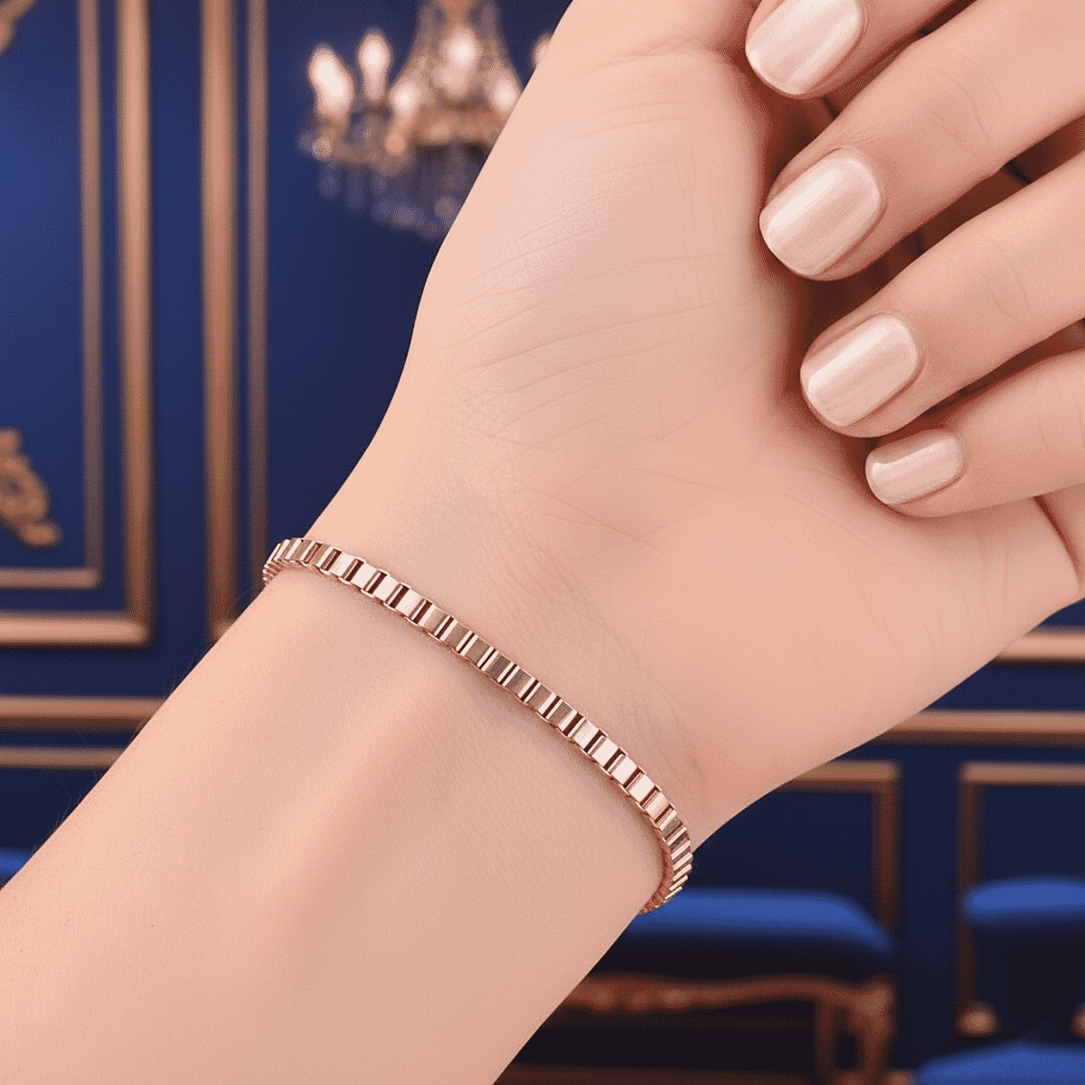 Classic Box Chain Bracelet in ION Plated RG Stainless Steel (7.0-8.0In) image number 2