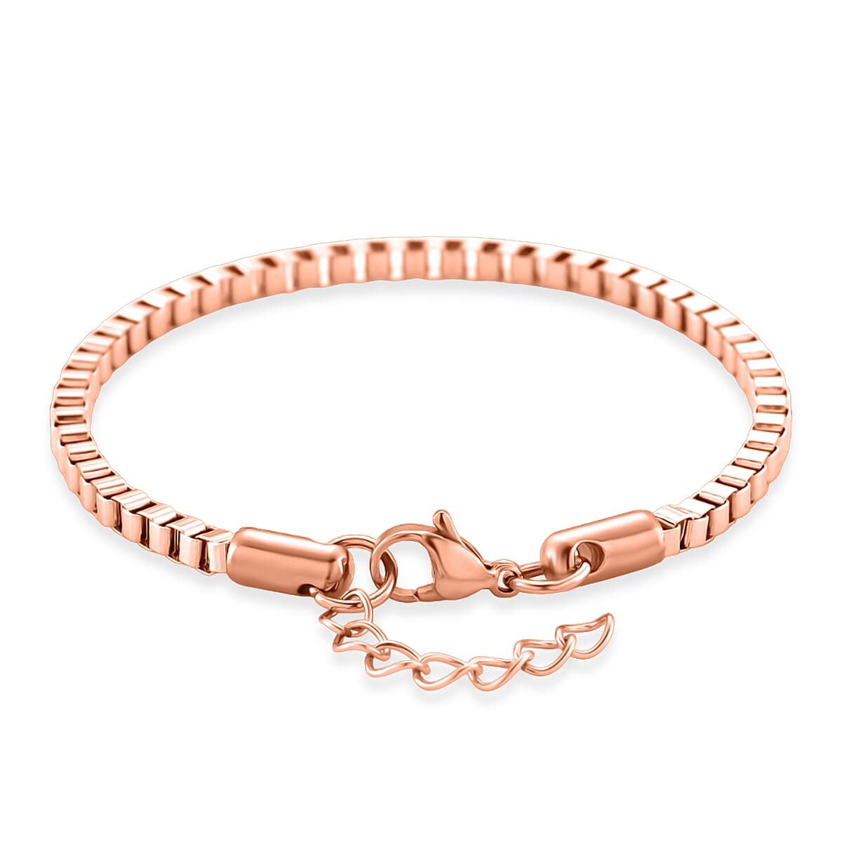 Classic Box Chain Bracelet in ION Plated RG Stainless Steel (7.0-8.0In) image number 3