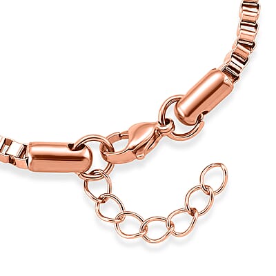 Classic Box Chain Bracelet in ION Plated RG Stainless Steel (7.0-8.0In)