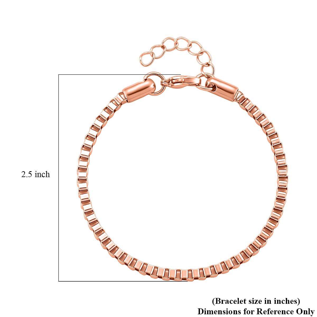 Classic Box Chain Bracelet in ION Plated RG Stainless Steel (7.0-8.0In) image number 5